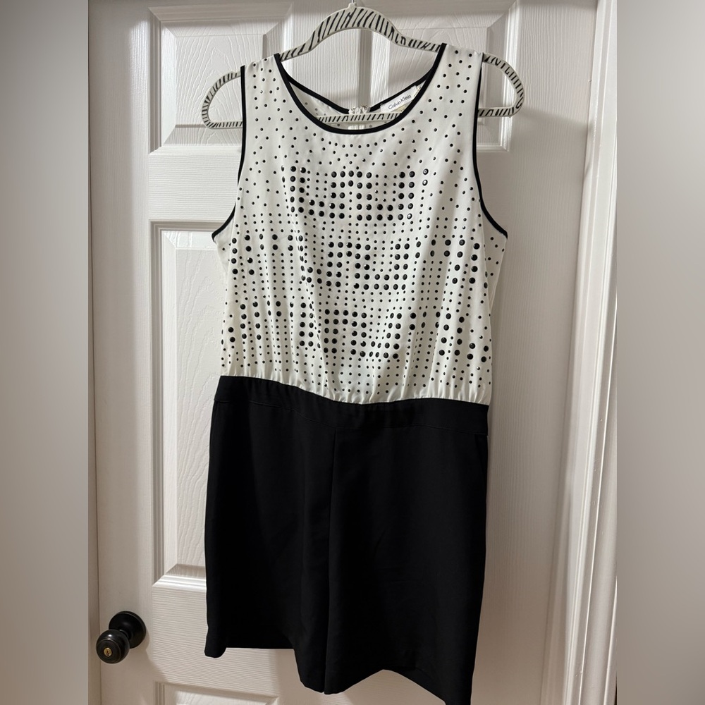 Calvin Klein Black and White Studded Romper